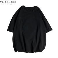 YASUGUOJI zwykły ponadgabarytowych T Shirt mężczyźni kulturystyka i Fitness luźne dorywczo styl życia nosić T-shirt męski Streetwear topy w stylu hip-hop 5